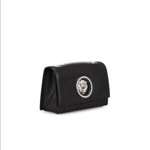 Versace Versus Crystal Eyelet Lion Head Black Clutch